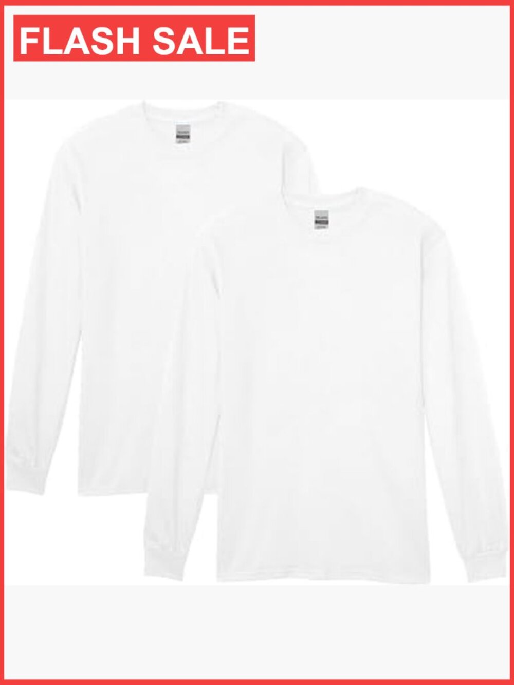 2 Pack Mens Heavy Cotton Long Sleeve Tee Classic Fit